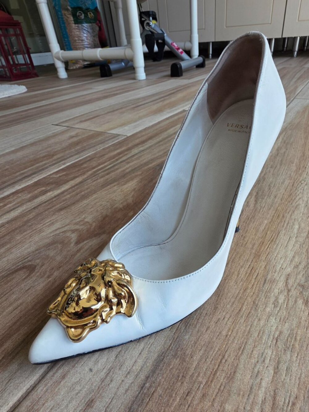 Versace Palazzo Pointed Toe Medusa Pumps 37.5